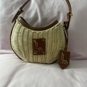 Loulu Brown and Cream Woven Shoulder Bag